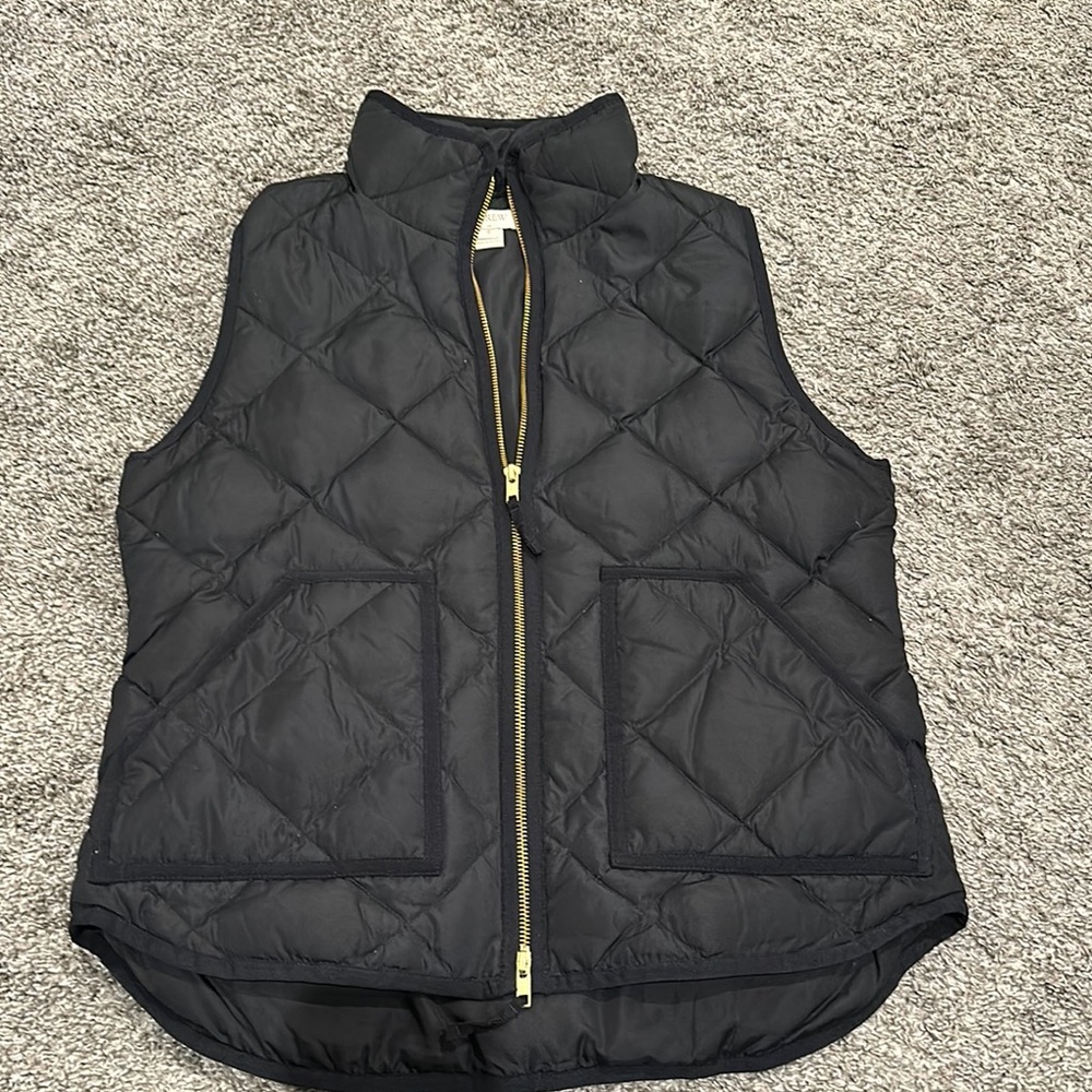 Black Quilted Vest with Gold Zipper